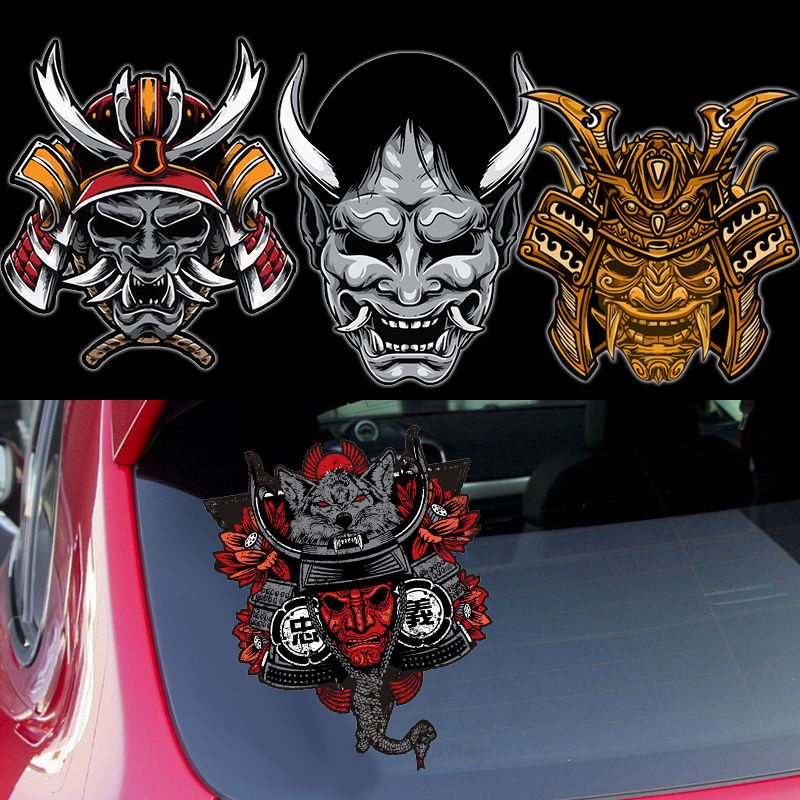 Miếng Dán Trang Trí Xe Hơi/Mô Tô Chống Thấm Nước Họa Tiết Samurai Nhật Bản