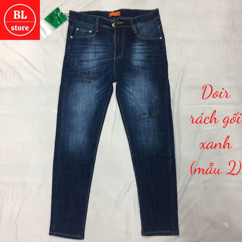 Quần bò nam đẹp cào rách gối, Quần jean nam đen trơn cao cấp phong cách | BigBuy360 - bigbuy360.vn