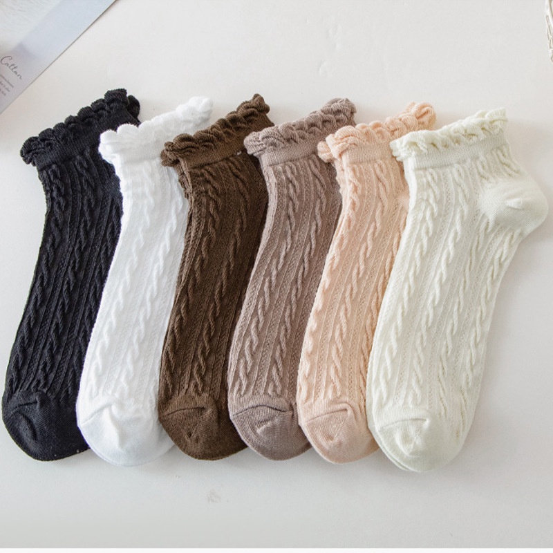 Vớ cotton Ngắn Phối Ren Dễ Thương 6 Màu Lựa Chọn Dành Cho Bé Gái