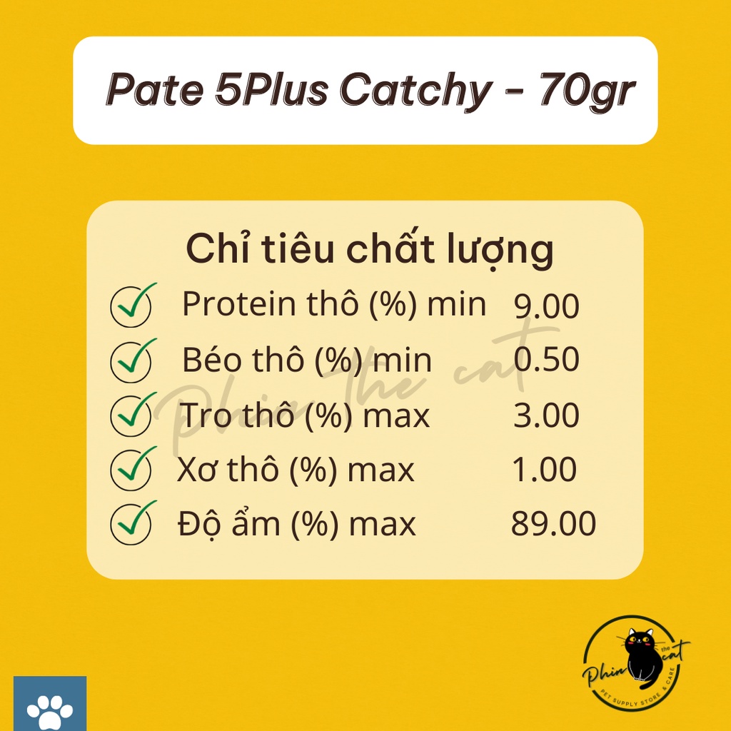 Pate 5PLUS CATCHY dành cho mèo (nhiều vị) - Gói 70gr | phinthecat