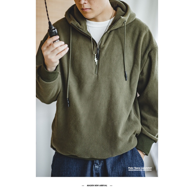 Áo hoodie MADEN tay dài có mũ trùm đầu phong cách Nhật Bản thời trang cho nam