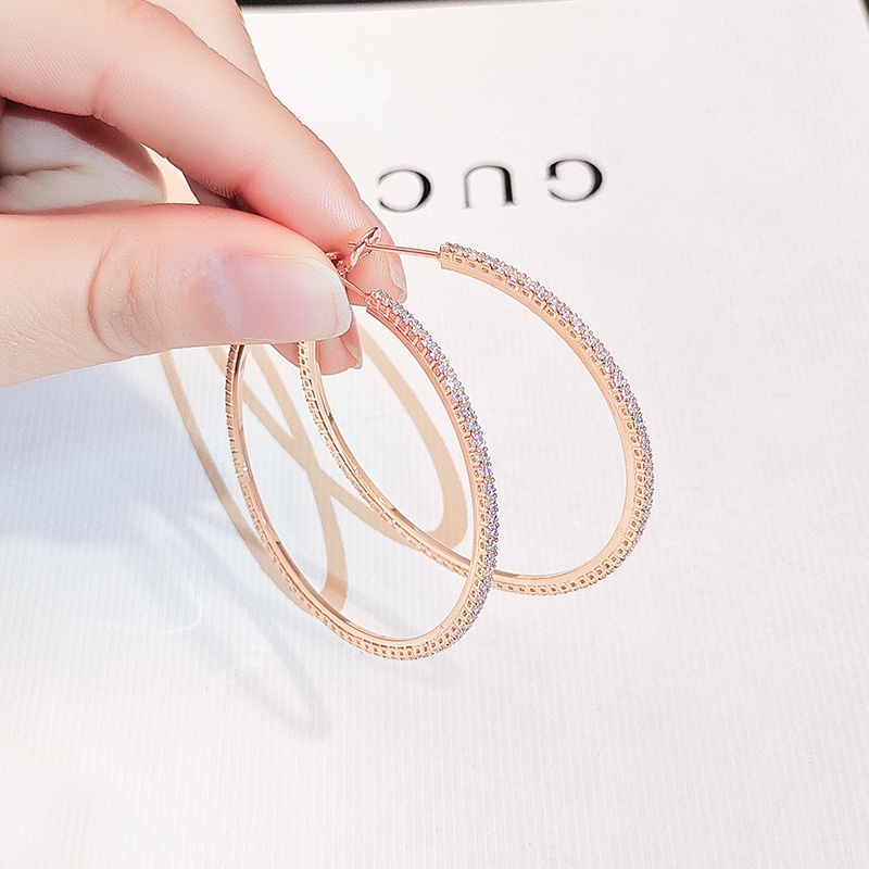 [Jiudolan] Bông Tai Mạ Vàng 18K Cỡ Lớn Đính Đá Sang Trọng Phong Cách Âu Mỹ Cho Nữ