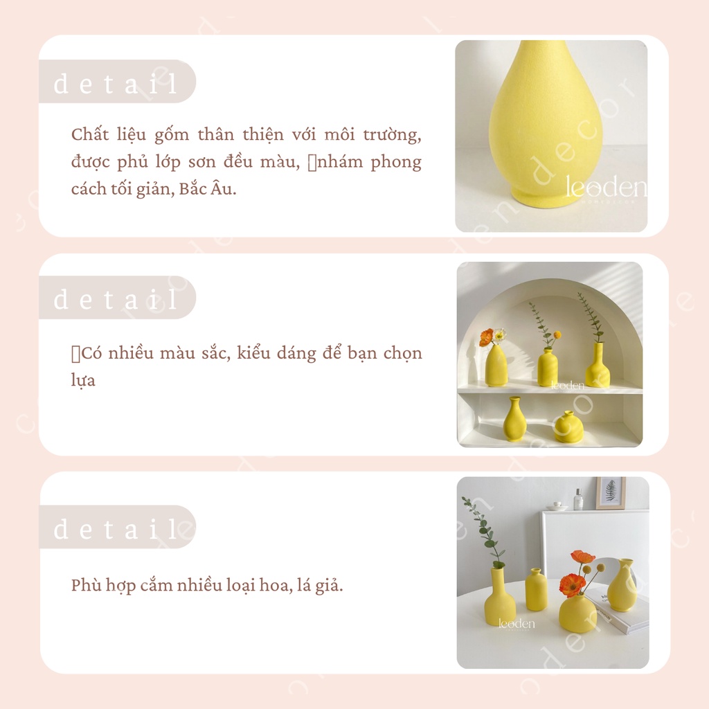 Bình hoa trang trí phòng khách bằng gốm đẹp, lọ hoa đẹp gốm decor trang trí nhà cửa