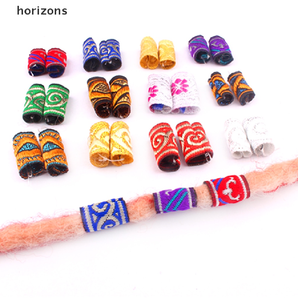 [horizons] Bộ 10 Hạt Xỏ Tóc Bện Bằng Vải Đầy Màu Sắc Phụ Kiện Trang Sức (h)