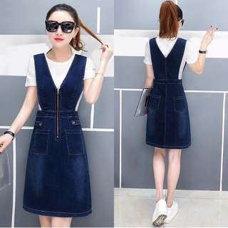 Yếm jean 2 dây phối dây kéo dọc bao xinh