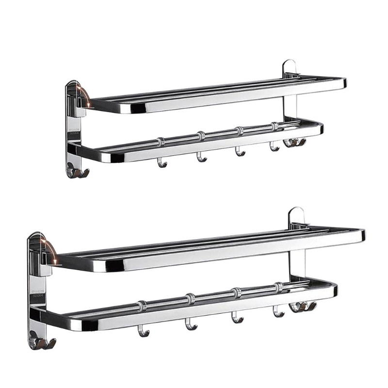 Giá Đỡ Treo Khăn Tắm Gắn Tường Bằng Thép Không Gỉ Thiết Kế 4 Thanh Trượt Tiện Dụng