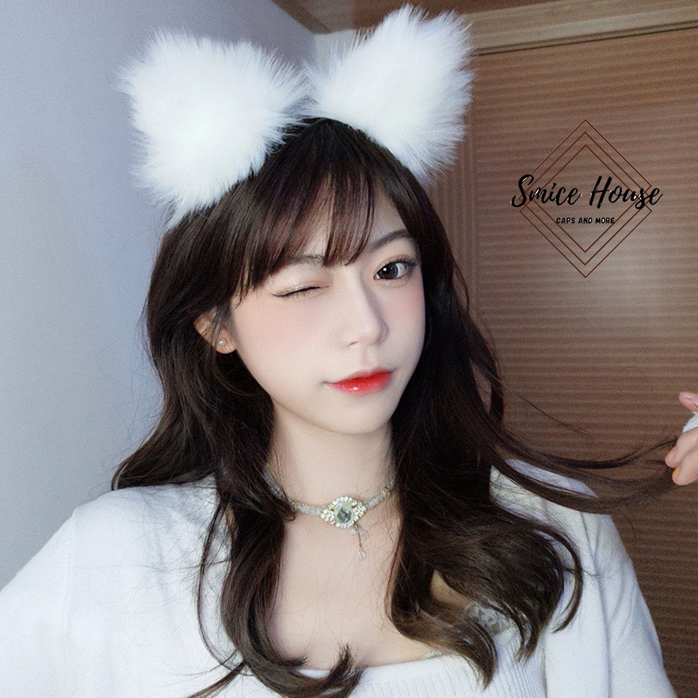 Cài tai mèo lông cosplay sexy có đèn led nhiều màu băng đô phát sáng
