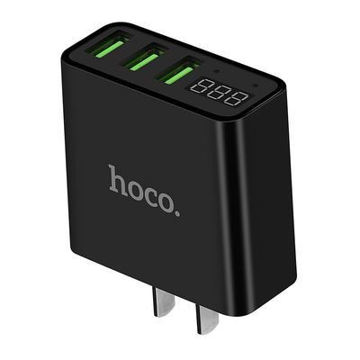 Củ sạc nhanh 3 cổng USB Hoco C15 có màn LED hiển thị đo dòng - Hàng Chính Hãng