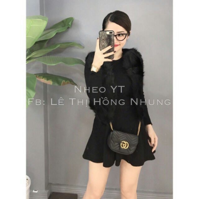 Áo gile lông đen