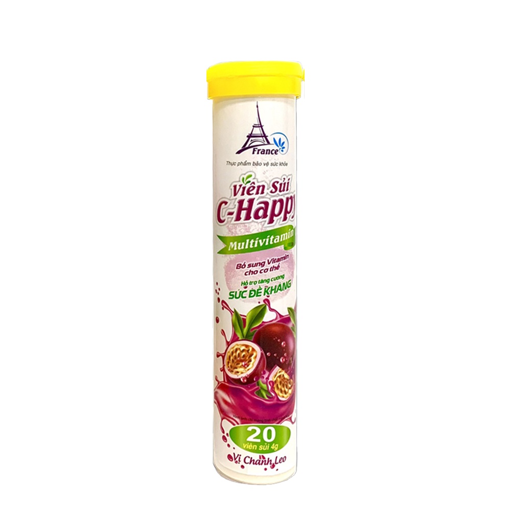 Viên sủi C-Happy Bổ Sung Vitamin C Tăng Cường Sức Đề Kháng, Nâng Cao Hệ Miễn Dịch  - Tuýp / 20 viên