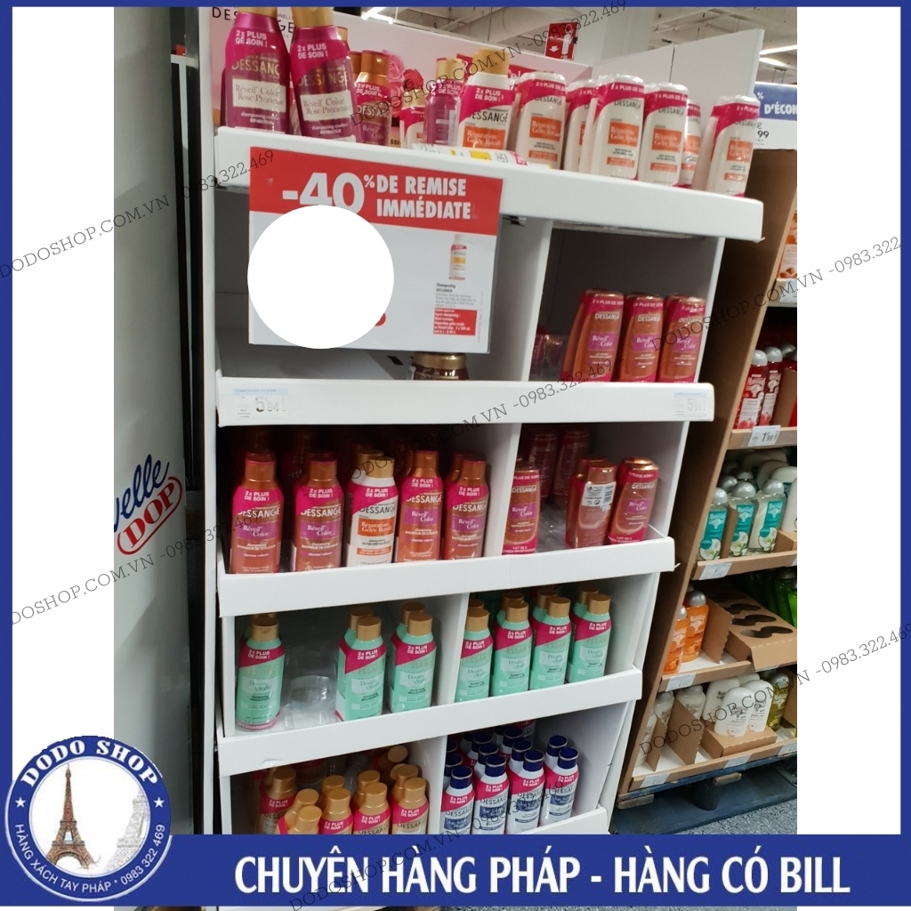 Cặp dầu xả, dầu gội Dessange trắng dành cho tóc yếu, tóc hư tổn, tóc thường