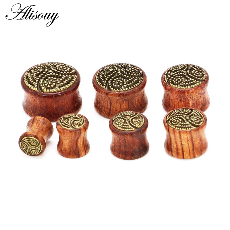 Bộ 2 Khuyên Nong Tai Bằng Gỗ Trơn 8mm-20mm Thời Trang Cho Nam Và Nữ