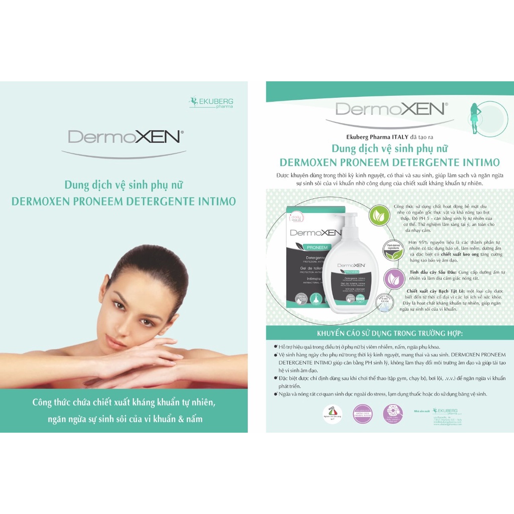 Dung dịch vệ sinh phụ nữ DermoXEN Proneem 200ml, nước vệ sinh chống khuẩn nấm, bảo vệ vùng kín - Luca Store