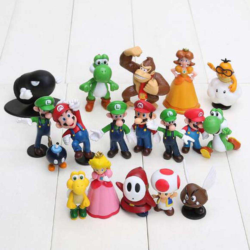 Set 18 Mô Hình Đồ Chơi Nhân Vật Game Mario Dễ Thương Bằng Pvc