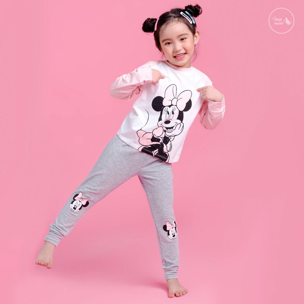 [Made in Vietnam] Bộ dài tay bé gái BIGFOX - MISS MEOW size đại, bộ thu đông cho bé chất cotton in Chuột MICKY 2-11 tuổi