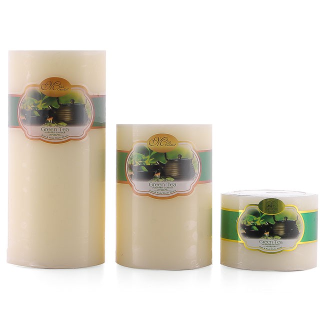 Bộ nến thơm Hạnh Phúc 7 - Bộ 3 nến thơm D7H5, D7H10, D7H15 Miss Candle (Vàng nhạt, hương trà xanh)