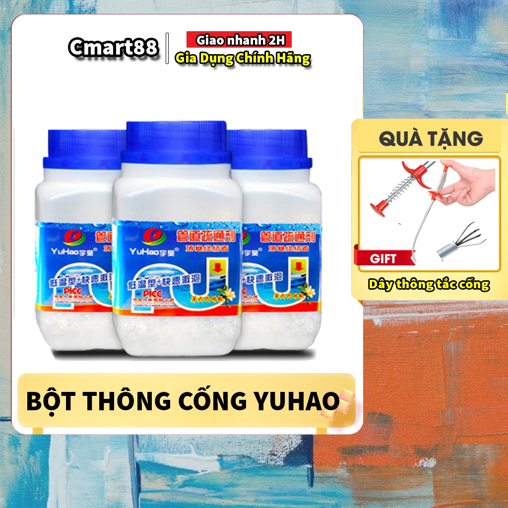 Bột thông cống cực mạnh YUHAO loại 300g khử mùi cực tốt, Bột thông tắc bồn cầu YUHAO thông tắc cống khử mùi siêu sạch