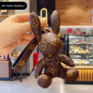 Beautiful and fashionable leather cartoon cartoon rabbit shape car key chain pendant bag key chain ring pendant gift