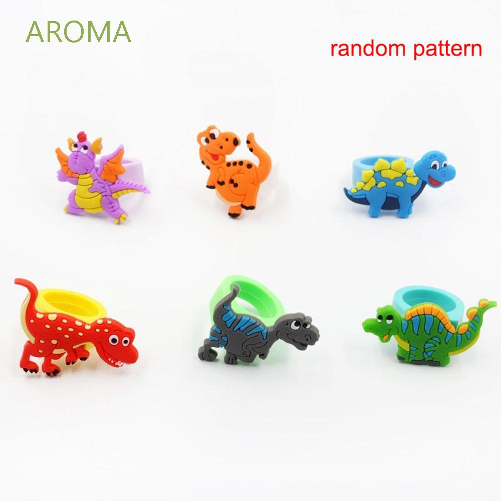 FLEXIBLE Set 6 Nhẫn Cao Su Hình Khủng Long Đáng Yêu Cho Bé