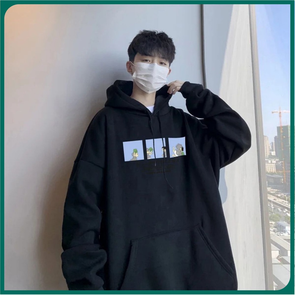 Áo hoodie nữ nam khoác nỉ form rộng kiểu sweater unisex in hình vuông Mophus MH003