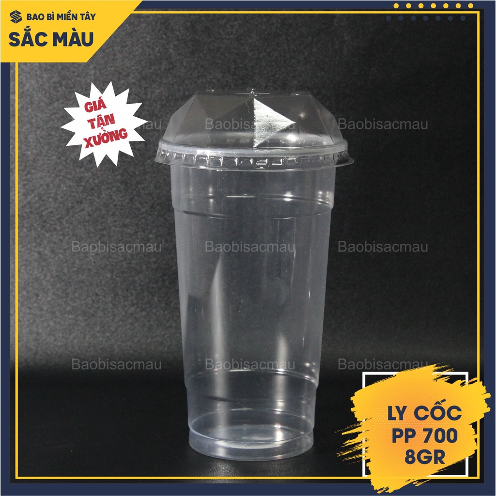 Sỉ 50 cốc nhựa/ ly nhựa PP 700ml kèm nắp