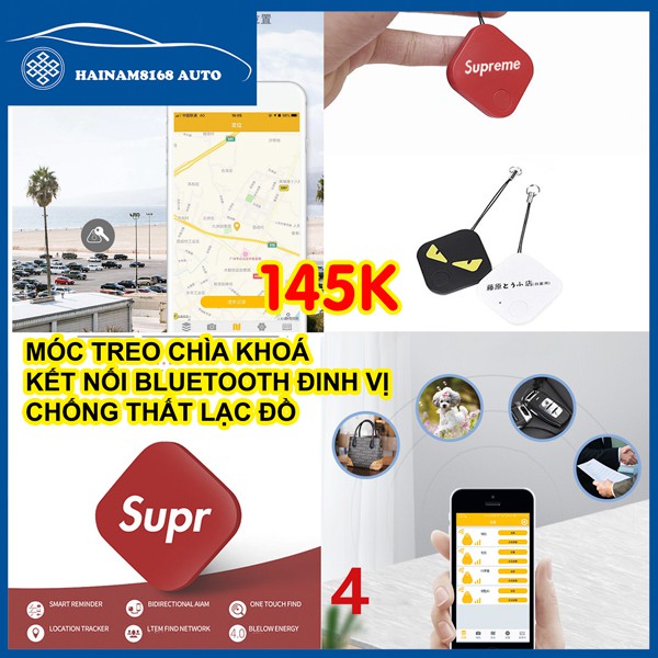 Móc treo chìa khoá kết nối bluetooth đinh vị chống thất lạc đồ Supreme