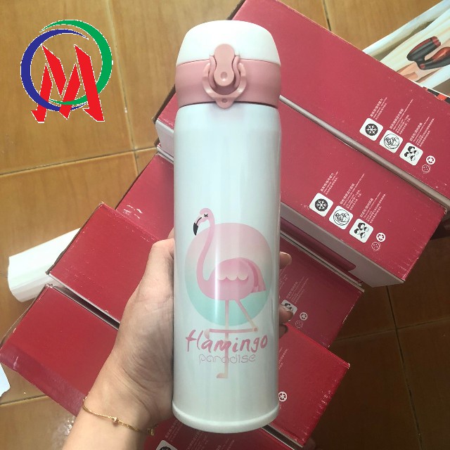 Bình nước giữ nhiệt hoạt hình nút bấm 500ml