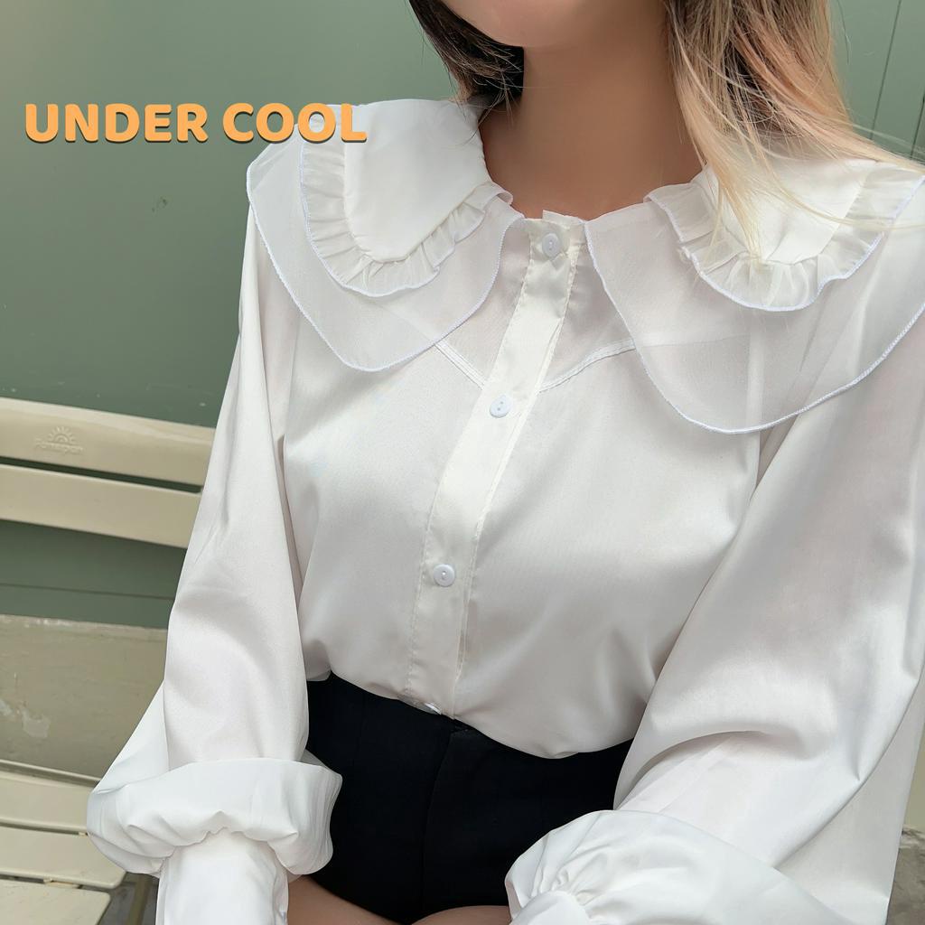 Áo Sơ Mi Nữ UNDERCOOL Tay Bồng Cổ Sen Phối Ren Nhẹ Nhàng Trẻ Trung