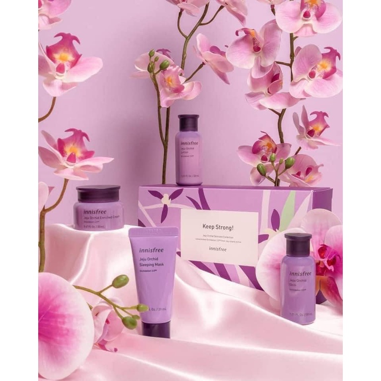 Bộ Dưỡng Chống Lão Hóa Da Innisfree Keep Strong! Jeju Orchid Skincare Collection 4 Món Mini (100ml)