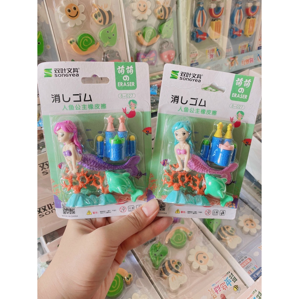 Vỉ 6 cục tẩy bút chì hình đồ chơi, đồ ăn, gôm tẩy nhiều hình ngộ nghĩnh hình thù độc đáo 【VỈ 6 TẨY CHÌ HÌNH THÚ】