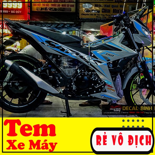 Tem Trùm Xe Satria 🍀 FREESHIP 🍀 Xanh Bạc Thể Thao