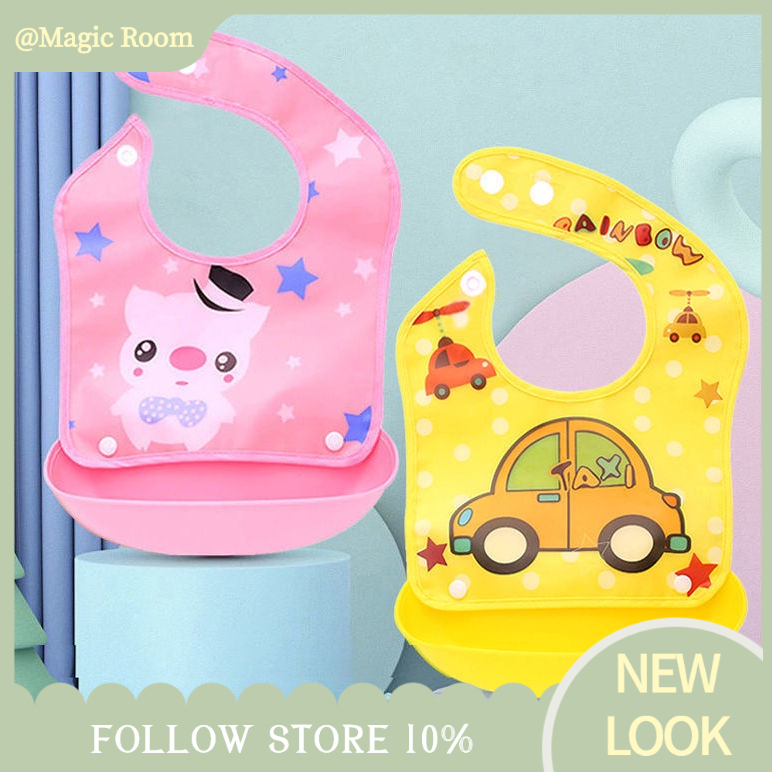 Babyfair. Yếm ăn dặm có máng cho bé hỗ trợ ăn dặm sạch sẽ, Yếm ăn dặm sử dụng được nhiều lần