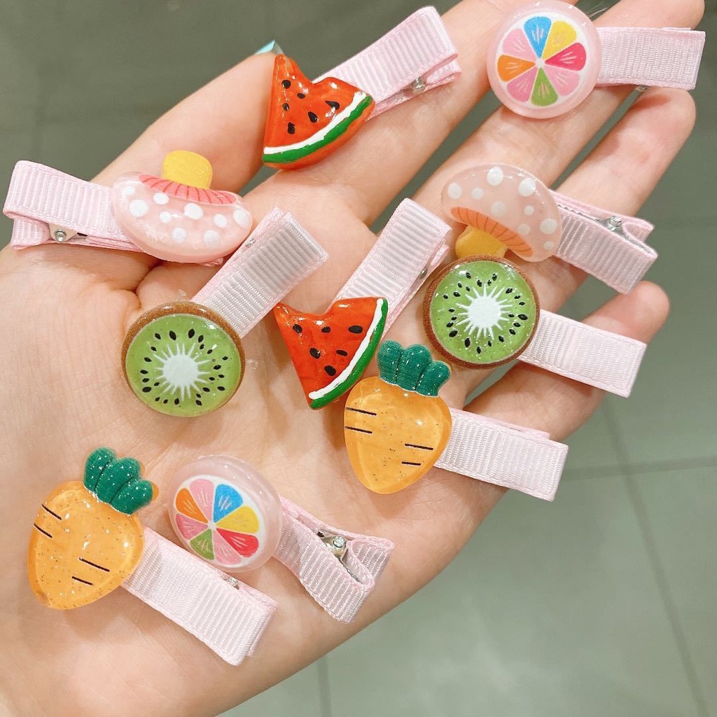 Set 10 kẹp tóc hình hoa quả đáng yêu cho bé gái