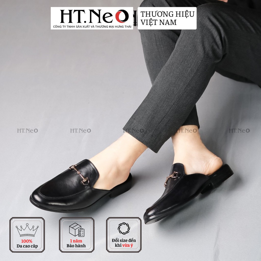 Giày mules nam - Giày sục nam HT.NEO Mẫu sục nam da bò thật cao cấp, Khuy kim loại sang trọng , đế phip gỗ xịn S002 | BigBuy360 - bigbuy360.vn