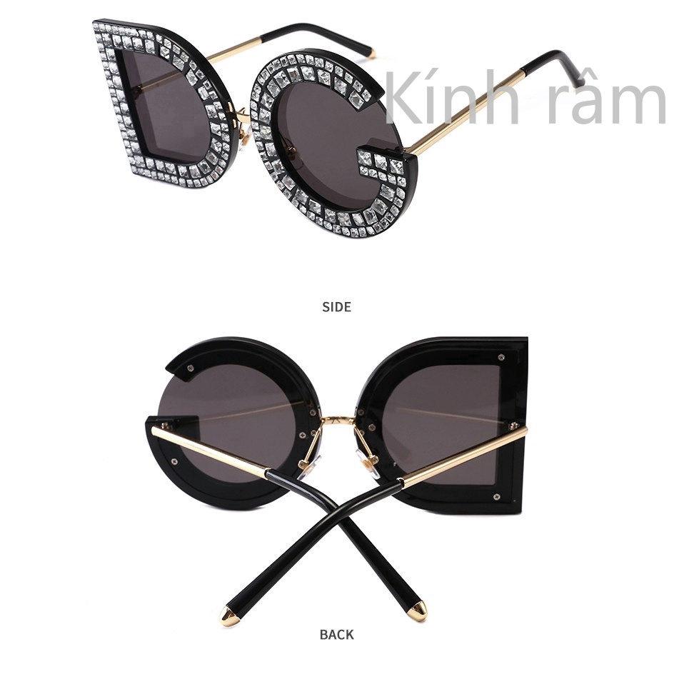 Kính mát gọng vuông đính đá thời trang cho nữ
