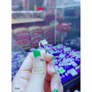 Nhẫn bạc Ý mặt vuông hột đá