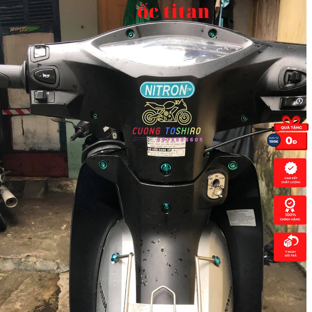 Ốc titan Gr5 lắp đầu cổ bợ xe wave 2007 - 2023 100cc 110cc hàng xịn không phai màu