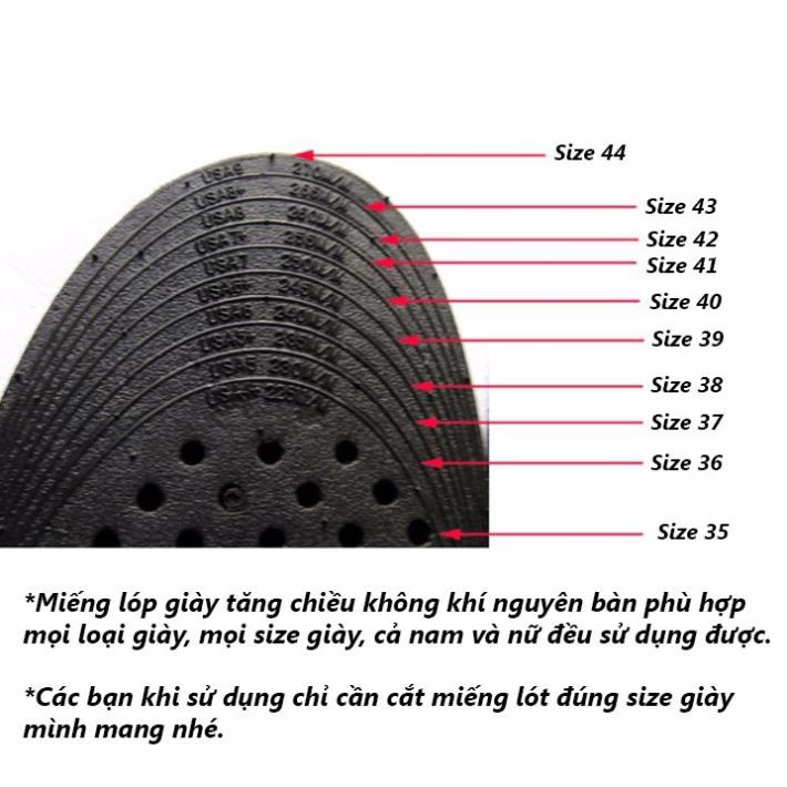 2 Lót Giày Tăng Chiều Cao Đệm Khí Khử Mùi, Miếng Độn Tháo lắp Dễ Dàng (Loại 3cm,4,5cm,7cm)- hickies lacing system