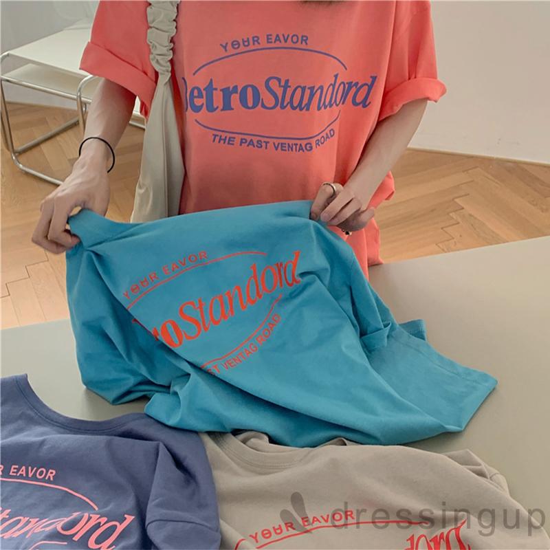 Áo Thun Nữ Tay Ngắn Dáng Rộng In Chữ Cá Tính