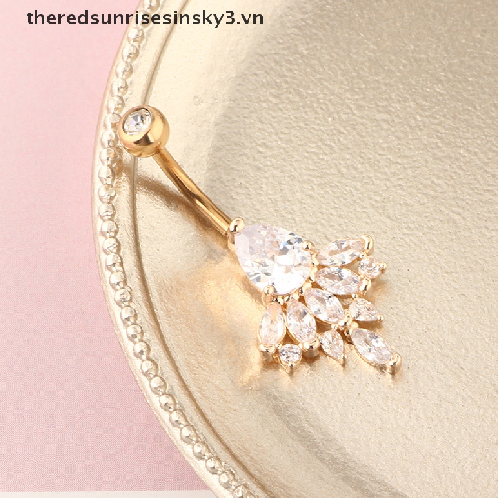 Khuyên Rốn Chất Liệu Thép Không Gỉ Đính Đá Zircon Sang Trọng