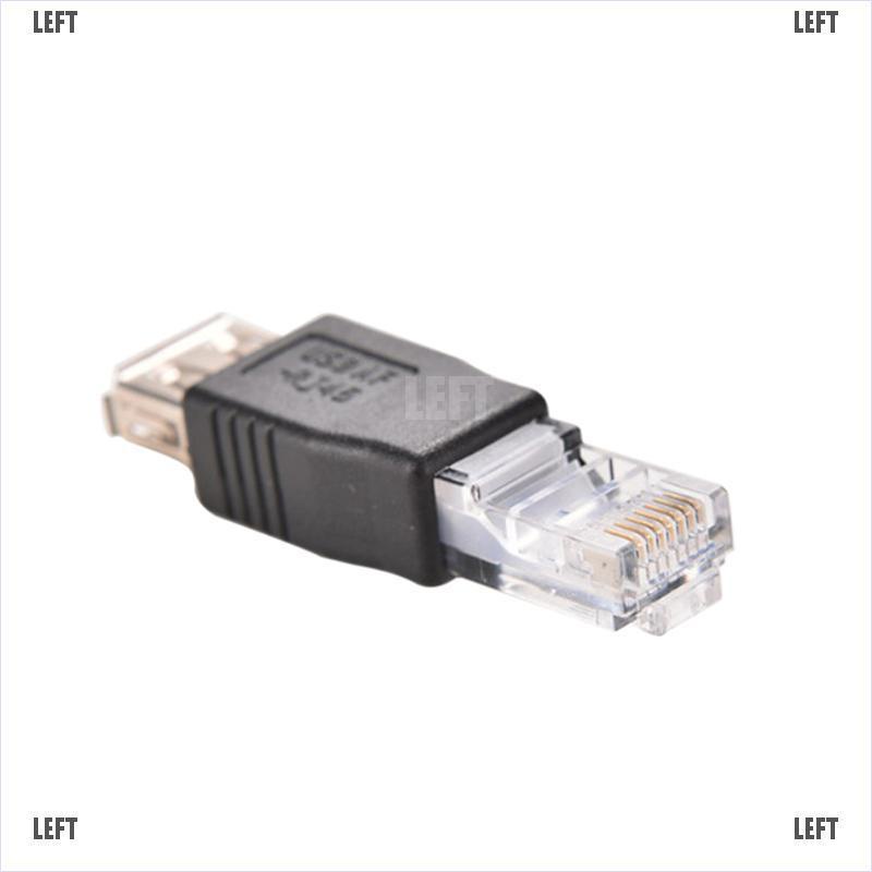 LEFT 2Pcs Ethernet RJ45 Male to USB Female Connector Converter Adapter LAN Network