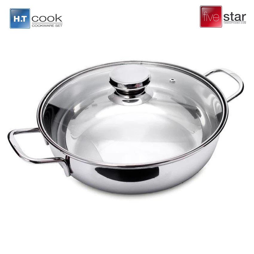 Nồi lẩu Inox cao cấp 1 đáy nắp kính FiveStar HT Cook đường kính 28cm dúng bếp từ