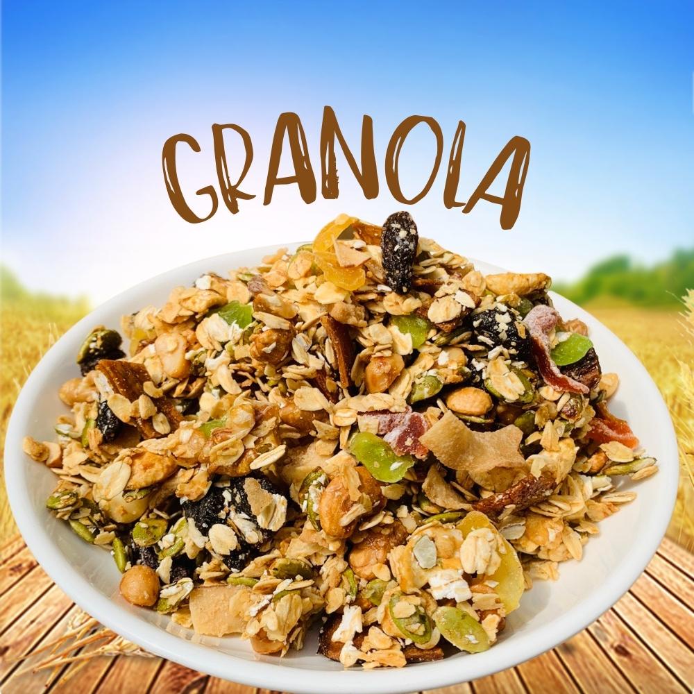 Granola ăn kiêng siêu Hạt và Quả không đường 500g Thiên Đường Ăn Vặt, Ngũ cốc giảm cân Hạnh Nhân, Hạt điều, Yến Mạch