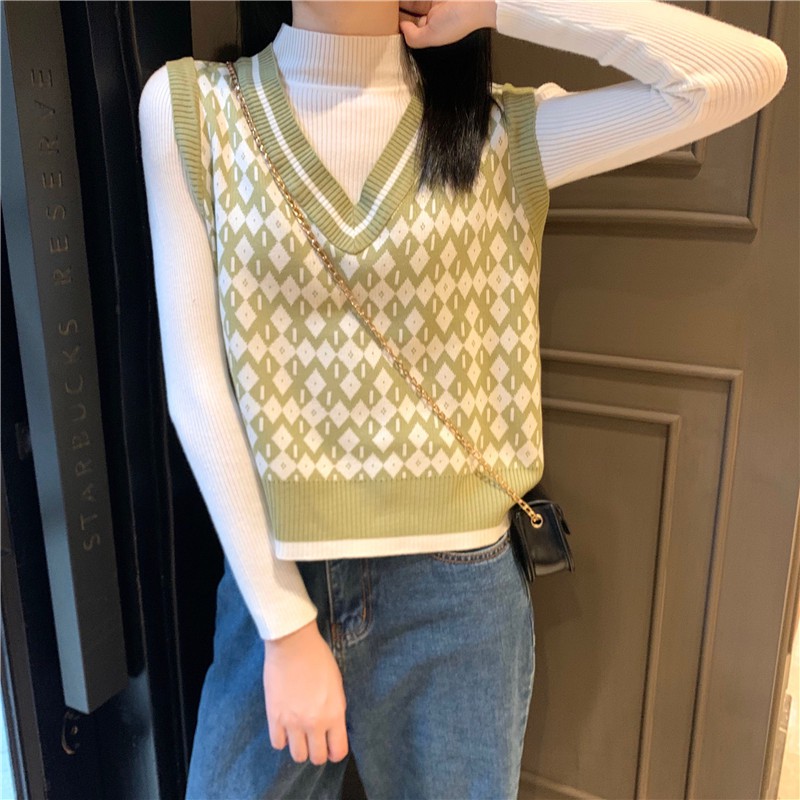 Áo Khoác Dệt Kim Sát Nách Cổ Chữ V Thời Trang Thu Đông Cho Nữ