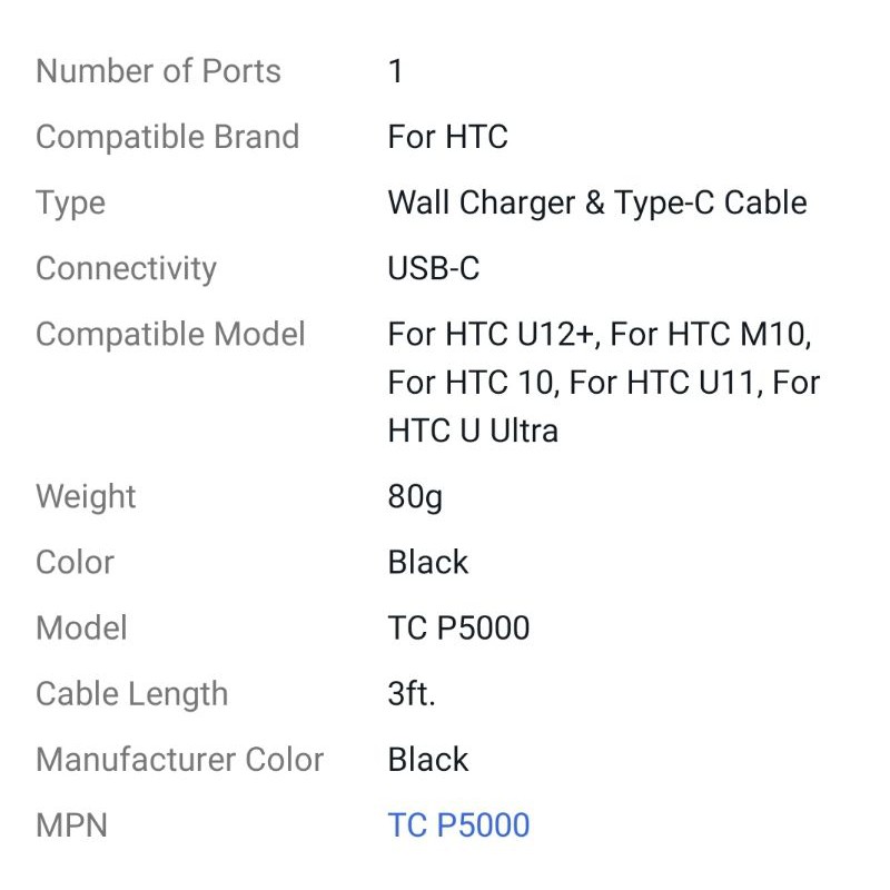 sạc nhanh htc u11/10 evo/u ultra chính hãng