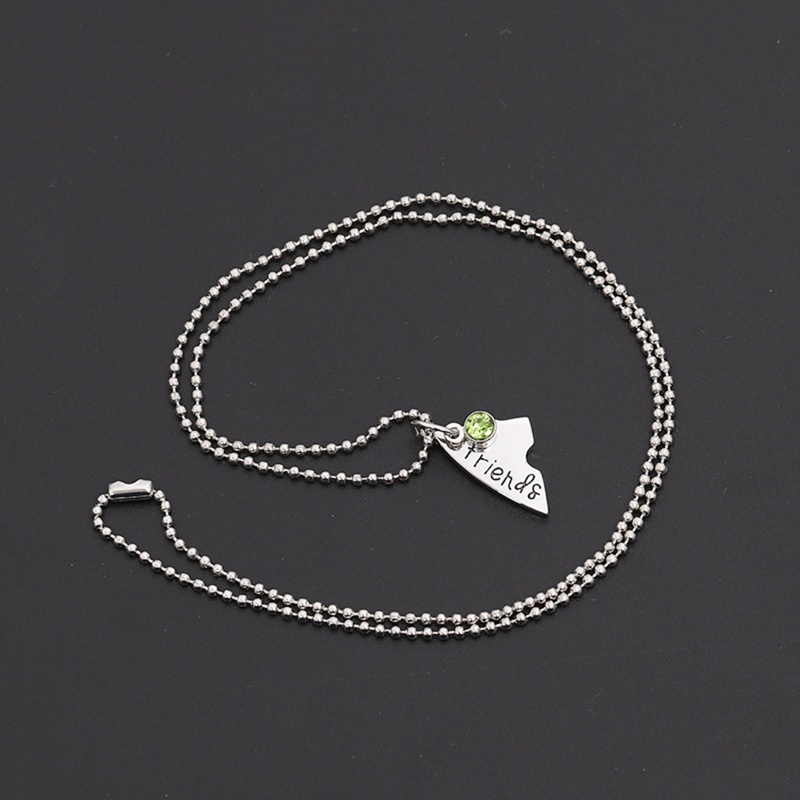 Set 4 Vòng cổ Tình Bạn Mặt Ghép Hình Trái Tim Đính Đá Màu Xanh / Xanh Lá / Nâu / Đỏ