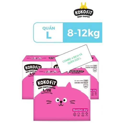 COMBO 4 BỊCH TÃ QUẦN KOKOFIT HÀN QUỐC SIZE M30/L26/XL22/JUMBO18