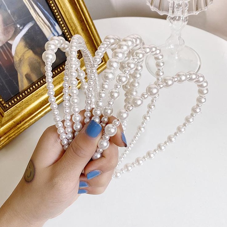 Cài tóc đính ngọc trai giả đơn giản phong cách Hàn Quốc