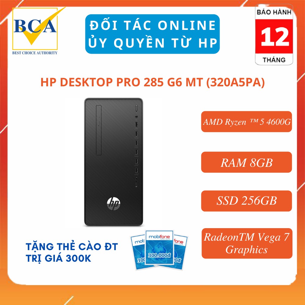 Máy tính để bàn HP Desktop Pro 285 G6 MT (Win 10/ RAM 8GB/ SSD 256GB/ RadeonTM Vega 7 Graphics) - 320A5PA