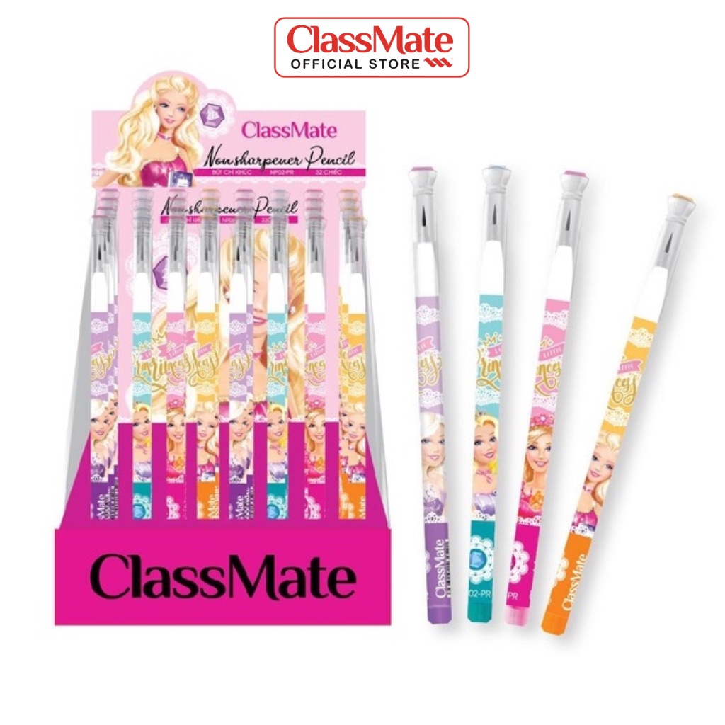 Hộp 30 Bút Chì Khúc 2B CLASSMATE Hình Công Chúa Dễ Thương, Nét Bút Mịn, Dùng Cho Bé Luyện Viết Chữ NP02-PR
